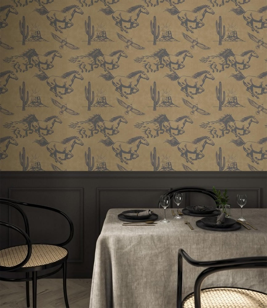 Western Cowboy Horse Wallpaper - Peel and Stick Self-adhesive Wallpaper for Accent Wall and Boys Room