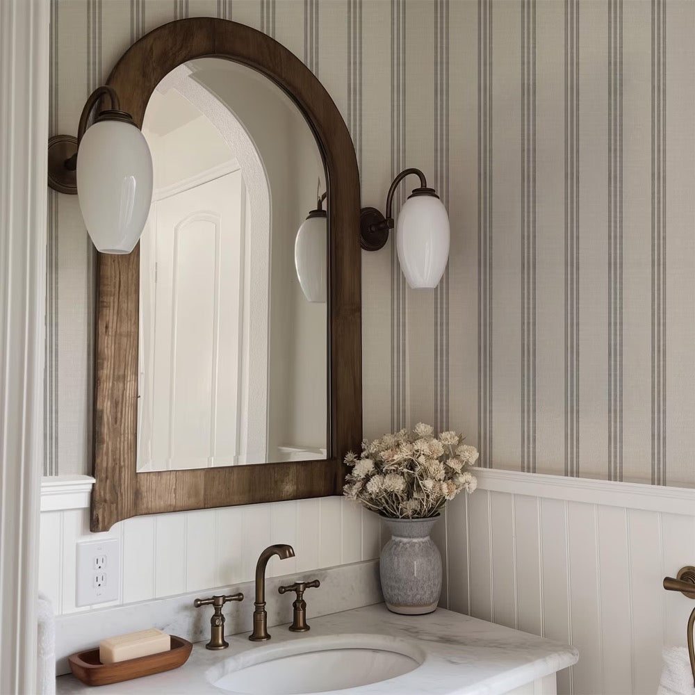 Black and White Stripe Peel and Stick Wallpaper - Modern Neutral Minimal Removable Wallpaper