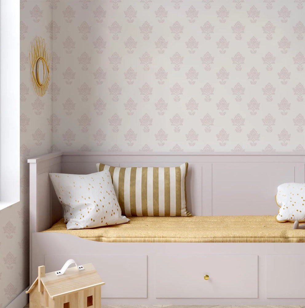 Pink Floral Peel and Stick Wallpaper: French Country Chinoiserie Style
