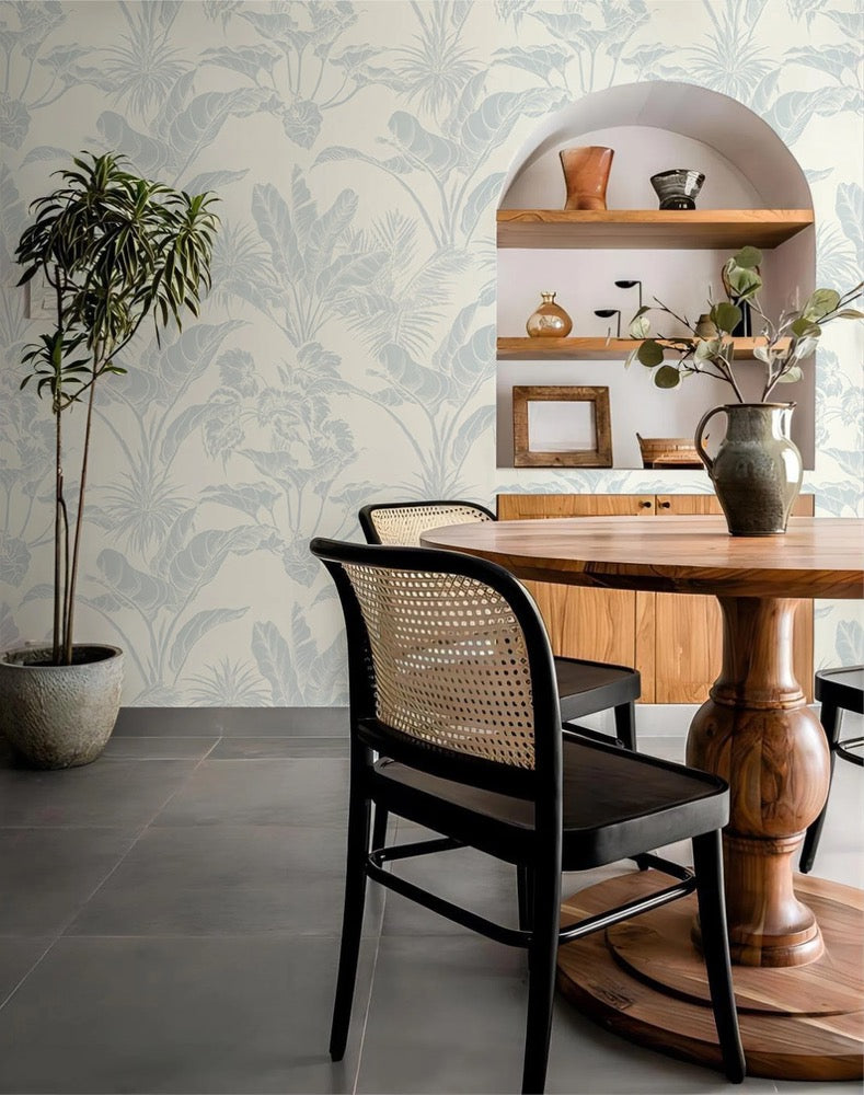 Tropical Palm Leaf Peel and Stick Wallpaper: Boho Accent Wall Decor